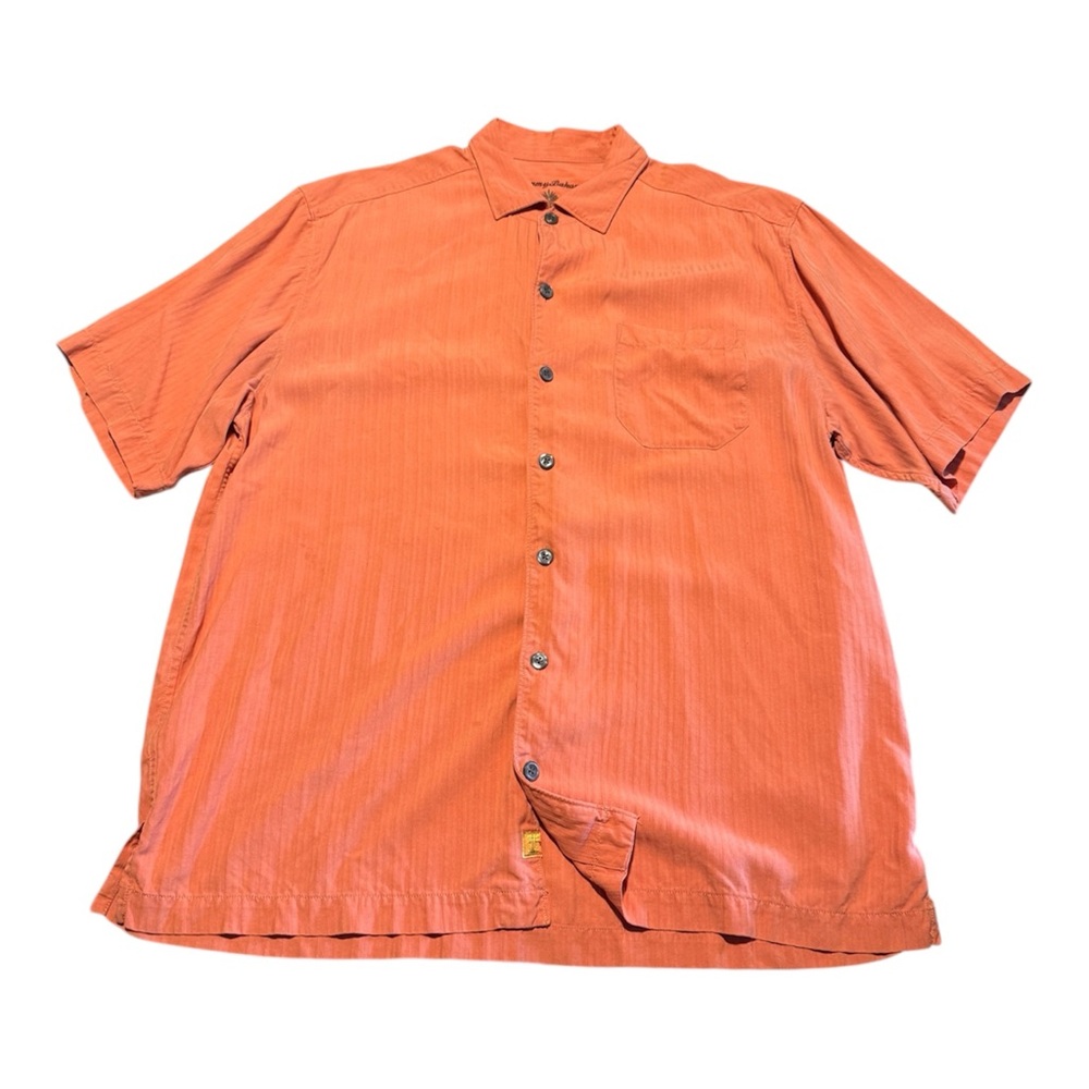 Tommy Bahama Short-Sleeve Button-Down Shirt in Orange Large 100% Silk